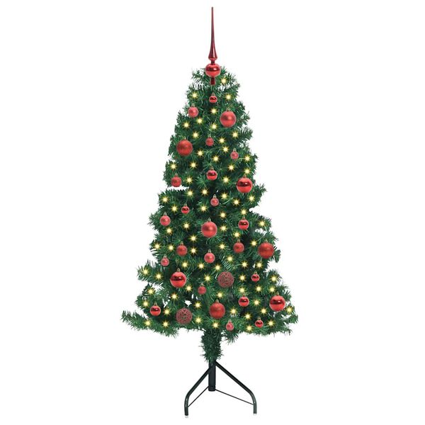 vidaXL Hoek Kunstkerstboom met 150 LED Groen 150 cm PVC en Metaal