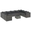 vidaXL 10-delige Loungeset met kussens poly rattan grijs