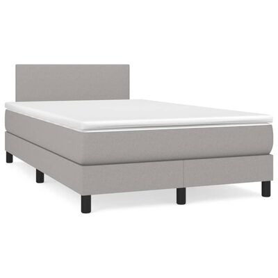 vidaXL Boxspring met matras stof lichtgrijs 120x200 cm