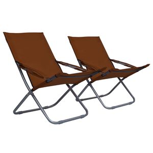 vidaXL Opklapbare stoelen, 2 stuks, bruin, stof