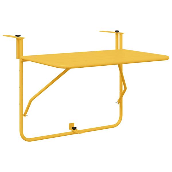 vidaXL Hangende Balkon Tafel Mosterdgeel 60 x 39 x 65 cm Staal