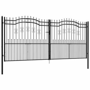 vidaXL Hekpoort met speerpunt zwart 406x175 cm gepoedercoat staal