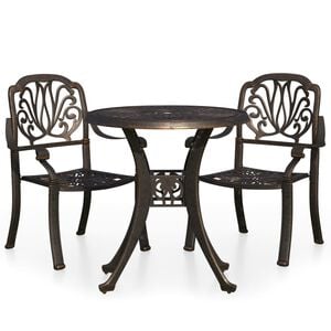 vidaXL 3-delige Bistroset gietaluminium bronskleurig
