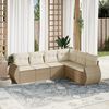 vidaXL 6-delige Loungeset met kussens poly rattan beige