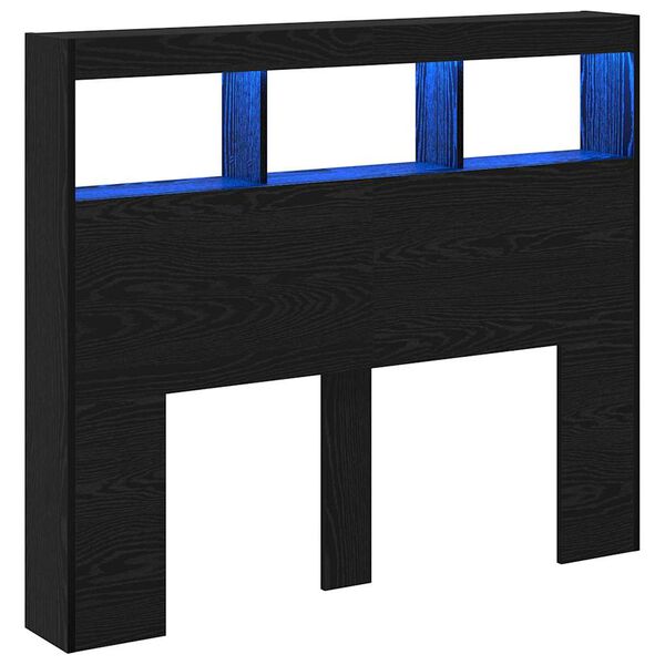 vidaXL Hoofdbord met plank Zwart Eiken 120 x 17 x 102 cm Bewerkt hout