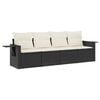 vidaXL 4-delige Loungeset met kussens poly rattan zwart