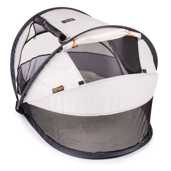 DERYAN Reisbedje pop-up Peuter Luxe met klamboe crème