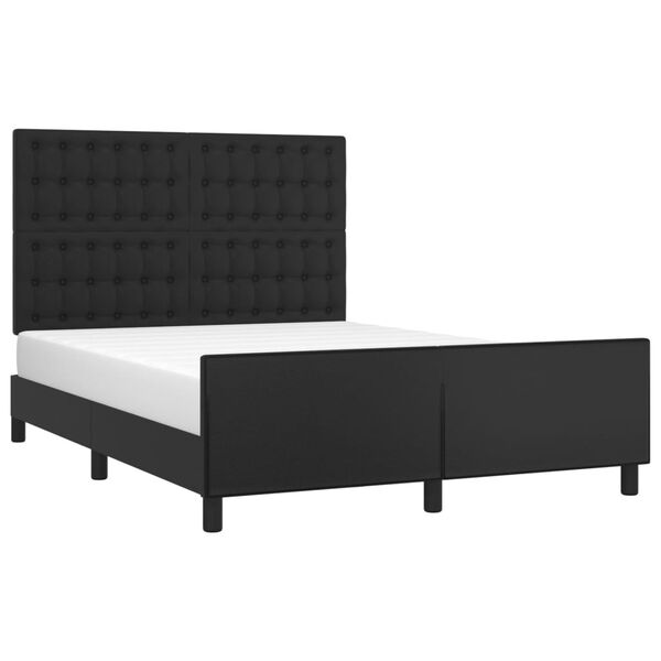 vidaXL Bedframe met hoofdbord kunstleer zwart 140x200 cm