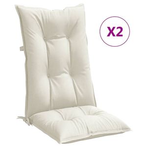 vidaXL Stoelkussens 2 st hoge rug 120x50x7 cm stof gem&ecirc;leerd cr&egrave;me