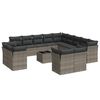 vidaXL 14-delige Loungeset met kussens poly rattan grijs