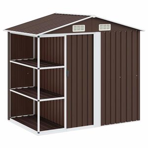 vidaXL Tuinschuur met rek 205x130x183 cm ijzer bruin