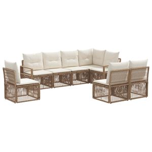 vidaXL Tuinbankenset 8 pcs Beige poly rattan