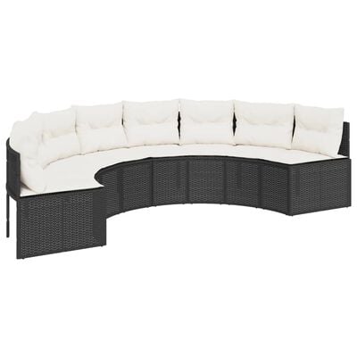 vidaXL 3-delige Loungeset halfrond poly rattan zwart