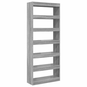 vidaXL Boekenkast 6-laags 80 x 30 x 198 cm Bewerkt hout Grijs Sonoma