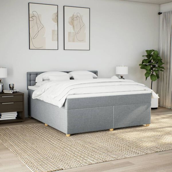 vidaXL Boxspring met matras stof lichtgrijs 180x200 cm