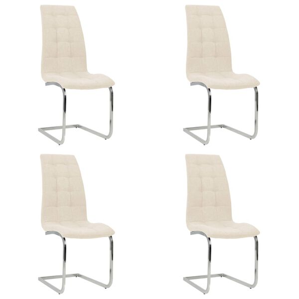 vidaXL Eetkamerstoelen 4 st stof cr&egrave;mekleurig