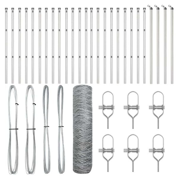 vidaXL Afrasteringspaal Zilver 50 x 0,4 m (36 mm gaas) Staal