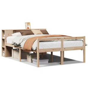 vidaXL Bed met boekenkast zonder matras massief grenenhout 135x190 cm