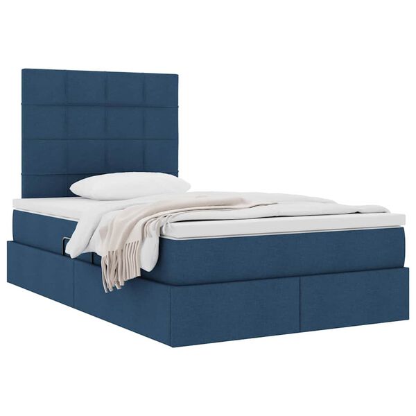 vidaXL Opslag bed met matras met matras Blauw 120 x 200 cm Polyester