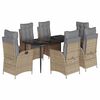 vidaXL 7-delige Tuinset met kussens poly rattan beige