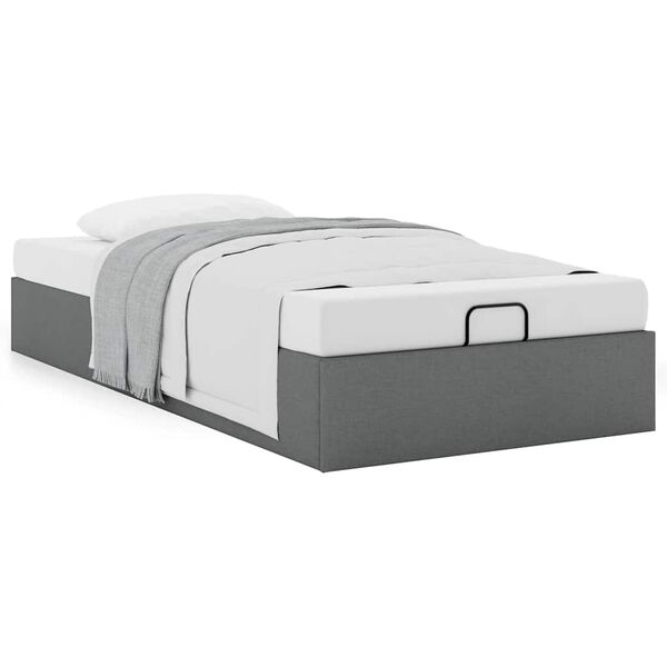 vidaXL Bedframe zonder matras 90x190 cm stof donkergrijs