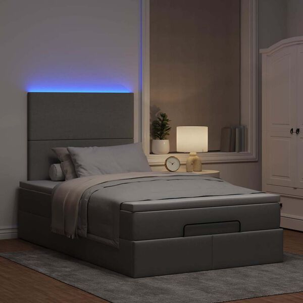 vidaXL Ottoman bed met matras en LED's 120x190 cm stof lichtgrijs