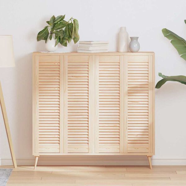 vidaXL Kastdeuren met lamellen 4 st 99x29,5 cm massief grenenhout