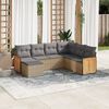 vidaXL 7-delige Loungeset met kussens poly rattan beige