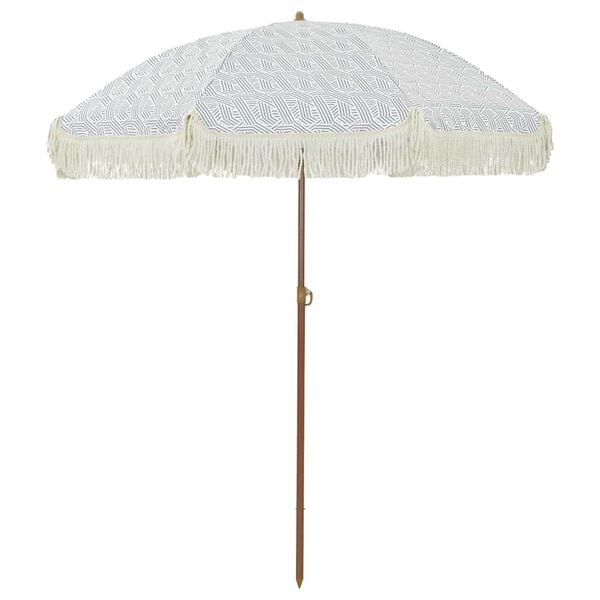 vidaXL Strandparasol Grijs en Wit 160 x 160 x 196 cm