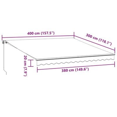 vidaXL Luifel handmatig uittrekbaar 400x300 cm bruin