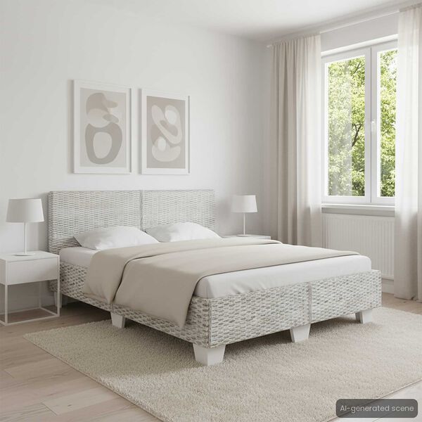 vidaXL Bedframe natuurlijk rattan grijs 140x200 cm