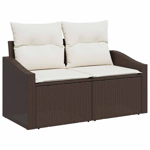 vidaXL Tuin Sofa Set met kussen 7 pcs Bruin en Cr&egrave;me poly rattan