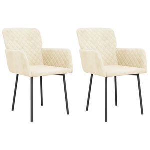 vidaXL Eetkamerstoelen 2 st fluweel cr&egrave;mekleurig