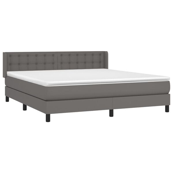 vidaXL Boxspring met matras kunstleer grijs 160x200 cm