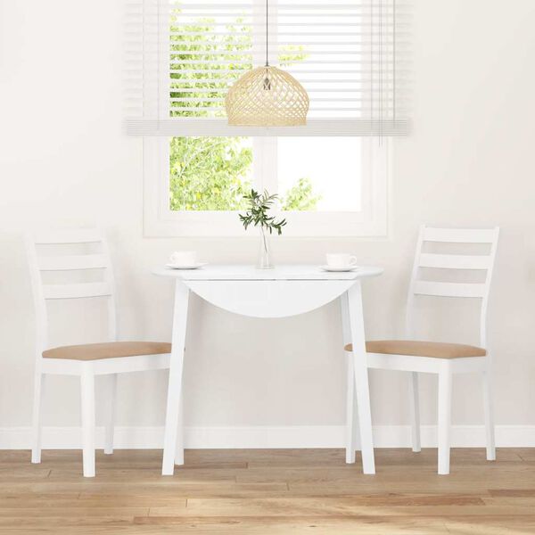 vidaXL Eetkamerstoelen met kussens 2 st massief hout rubber wit