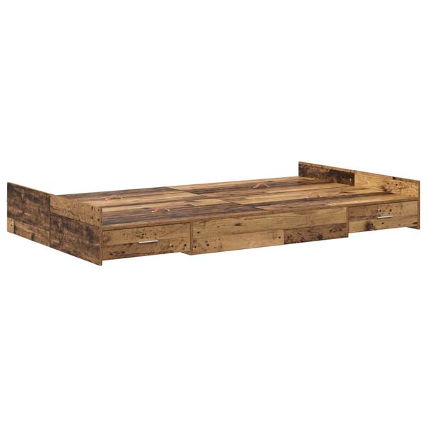 vidaXL Opbergbedframe met lade Oud Hout 120 x 190 cm Bewerkt hout