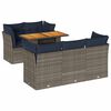 vidaXL 6-delige Loungeset met kussens poly rattan grijs