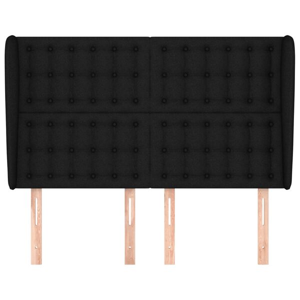 vidaXL Hoofdbord met randen 147x23x118/128 cm stof zwart