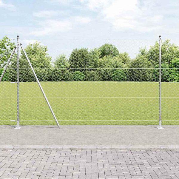 vidaXL Afrasteringspaal Zilver 50 x 1,6 m (50 mm gaas) Staal