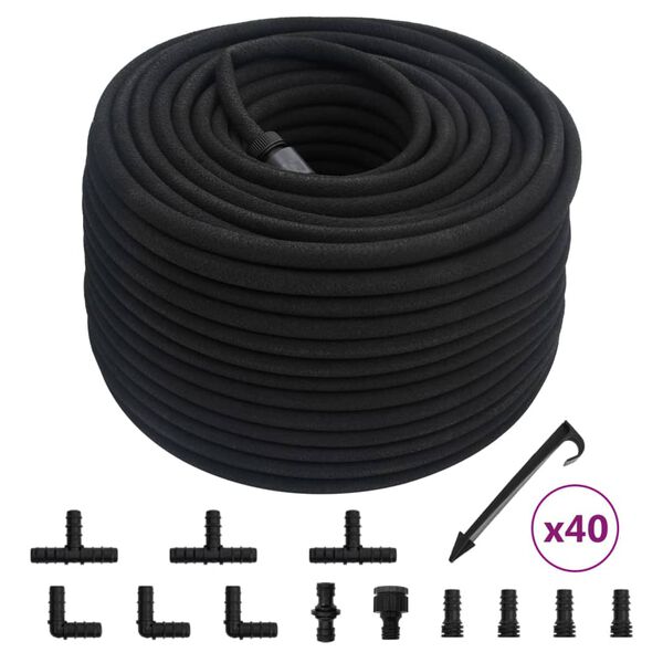 vidaXL Druppelslang 0,6'' 100 m rubber zwart
