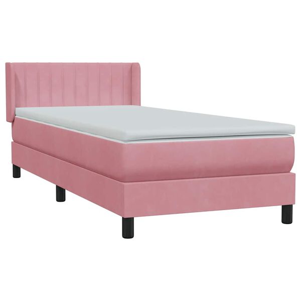 vidaXL Boxspring met matras fluweel roze 100x220 cm
