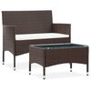 vidaXL 2-delige Loungeset met kussen poly rattan bruin