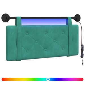 vidaXL Hangend hoofdbord Met LED-verlichting Turquoise Fluweel