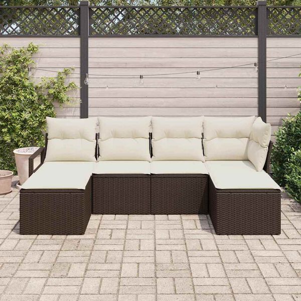 vidaXL Bankstel 6 pcs Bruin poly rattan
