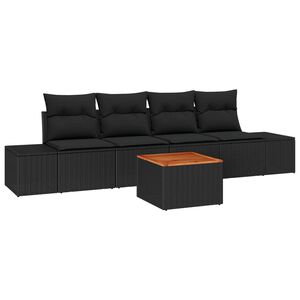 vidaXL Tuin Sofa Set met kussen 5 pcs Zwart Poly riet