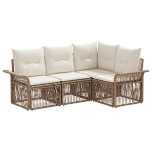 vidaXL Tuinbankenset 4 st Beige poly rattan