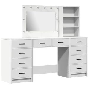 vidaXL Plafondtafel met spiegellichten met lade 3 pcs Wit Bewerkt hout