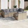 vidaXL 10-delige Loungeset met kussens poly rattan beige