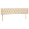 vidaXL Hoofdbord met randen 183x16x78/88 cm stof cr&egrave;mekleurig
