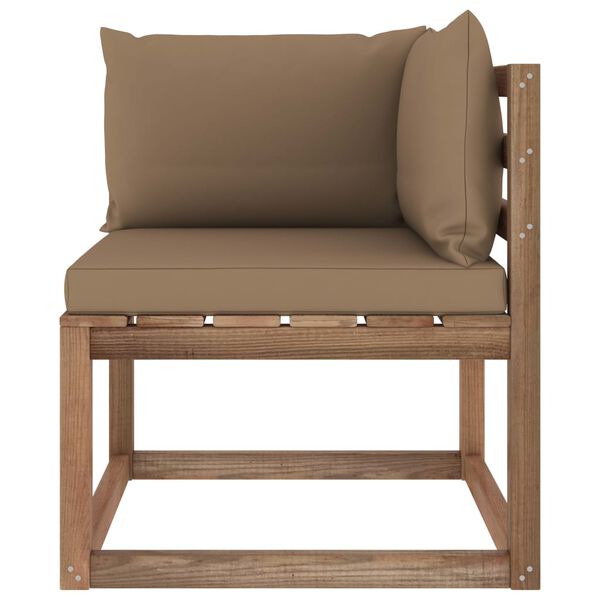 vidaXL Tuinhoekbank met taupe kussens pallet